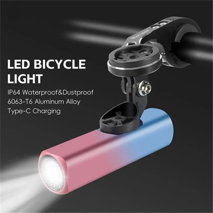 983Phare avant de vélo lumineux 400LM en alliage d&amp;#39;aluminium  - Dégradé bleu + rose