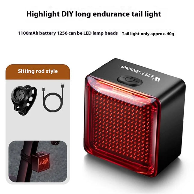 1024Feu arrière de vélo avec capteur de frein, programmable DIY