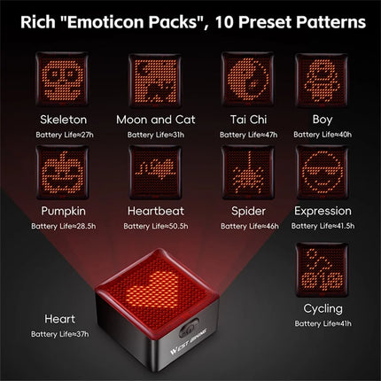 1024Feu arrière de vélo avec capteur de frein, programmable DIY