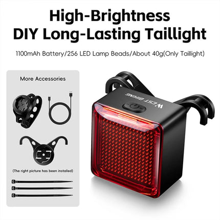 539Fanale posteriore per bicicletta con sensore di frenata, programmabile fai-da-te - Montaggio sotto sella