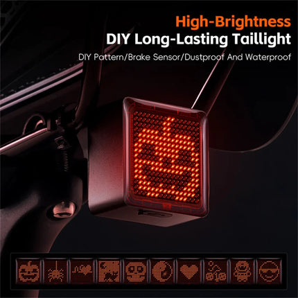 539Fanale posteriore per bicicletta con sensore di frenata, programmabile fai-da-te - Montaggio sotto sella