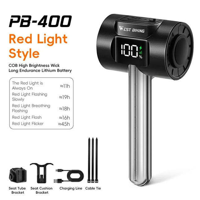 1450Luz Trasera de Bicicleta Inteligente con Detección de Frenado