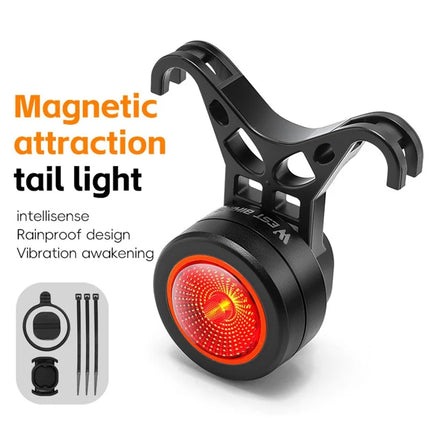 Luz traseira inteligente para bicicleta com sensor de travão magnético