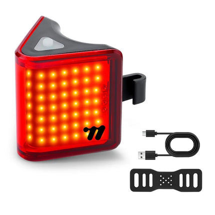 Zadní světlo na kolo ve tvaru trojúhelníku s režimy COB LED