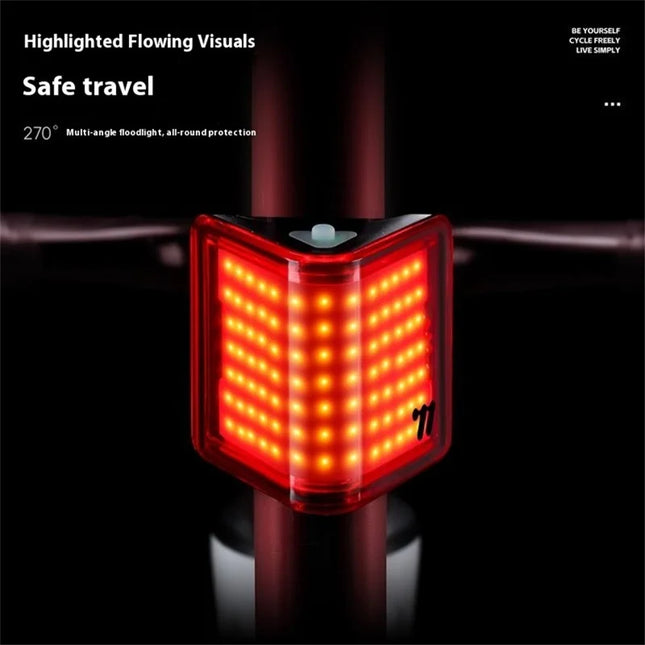2 Feu arrière de vélo triangle 8 modes COB LED
