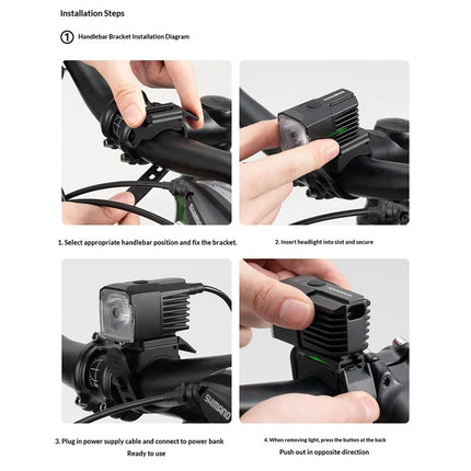 Feu de vélo pliable 1600 lumens phare lumineux pour vélo