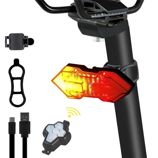 862 Bicycle Rear Light with Remote Control, USB Rechargeable, 5 Modes