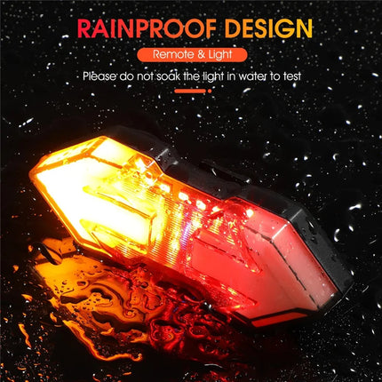 862 Bicycle Rear Light with Remote Control, USB Rechargeable, 5 Modes