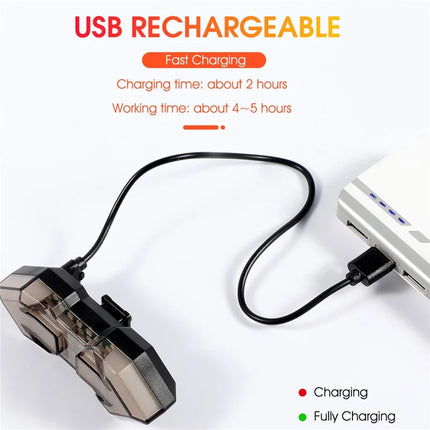 862 Bicycle Rear Light with Remote Control, USB Rechargeable, 5 Modes