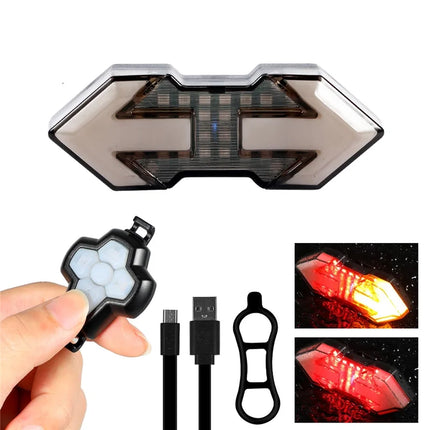 862 Bicycle Rear Light with Remote Control, USB Rechargeable, 5 Modes