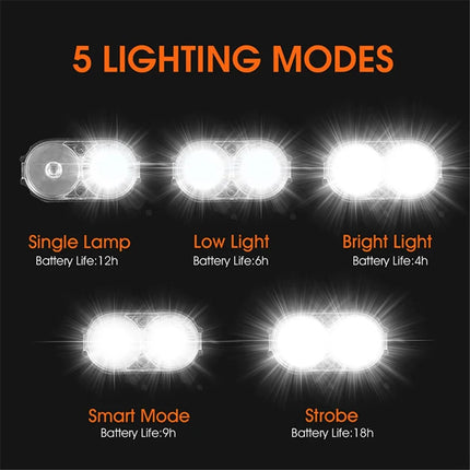 1570Lampe de vélo rechargeable USB étanche, affichage de batterie