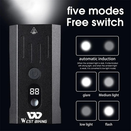 1673 Ultra-bright powerful 800 Lumen bike lamps, 5 lighting modes Black