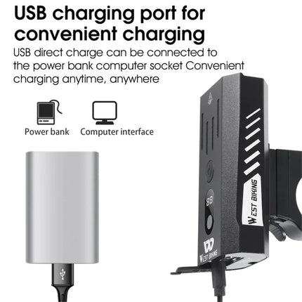 1673 Ultra-bright powerful 800 Lumen bike lamps, 5 lighting modes Black