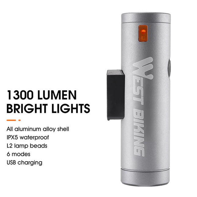 946Lampada anteriore per bici LED super luminosa ricaricabile, torcia - Argento