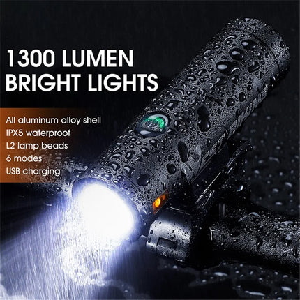 946Lampada anteriore per bici LED super luminosa ricaricabile, torcia - Argento