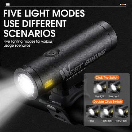 367Lampada anteriore LED luminosa 500LM per bicicletta ciclismo notturno - Nero