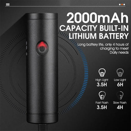 367Lampada anteriore LED luminosa 500LM per bicicletta ciclismo notturno - Nero