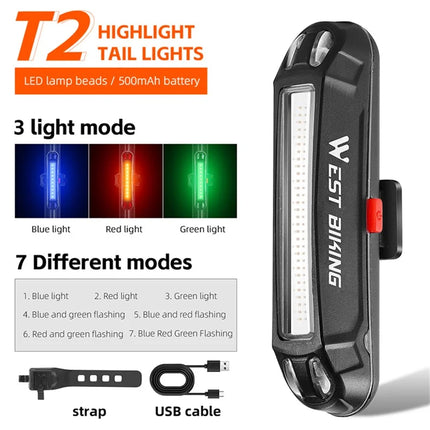 1066Feu arrière de vélo LED lumineux USB, lampe d&amp;#39;avertissement de cyclisme - T2