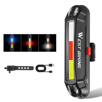 843Luce posteriore per bicicletta LED luminosa USB, lampada di avvertimento per ciclismo - T3