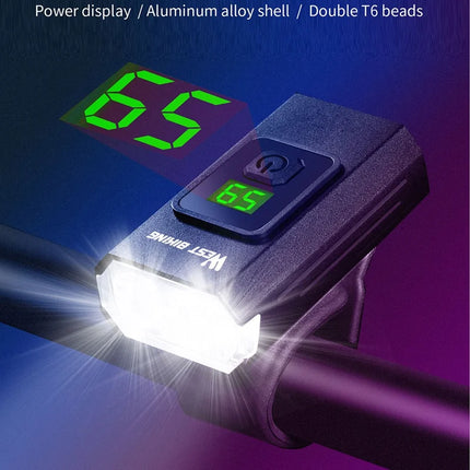 1009Phare  lumière avant de vélo à affichage numérique avec feu arrière