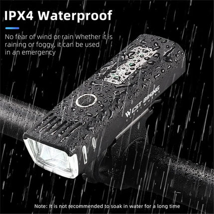 1028Phare de vélo à détection de lumière intelligente étanche IPX4