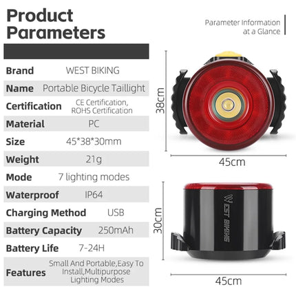 721Fanale posteriore per bicicletta LED impermeabile