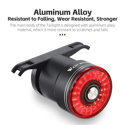 1669Luz trasera inteligente para bicicleta, sensor de freno - Rojo / Plano