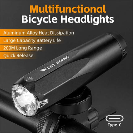 1414Phare de vélo multifuncional con detección de luz 600 lúmenes Tipo-C