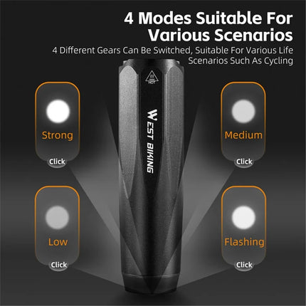 1414Phare de vélo multifuncional con detección de luz 600 lúmenes Tipo-C