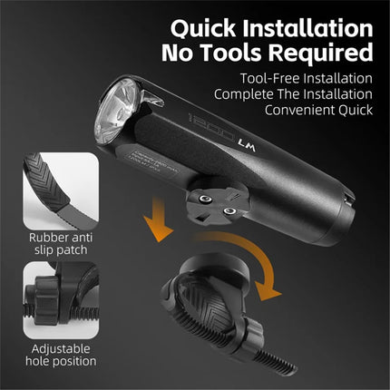 1414Phare de vélo multifuncional con detección de luz 600 lúmenes Tipo-C