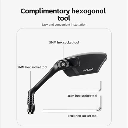 2264 Espejo retrovisor de bicicleta de acero inoxidable con rotación 360° - Lado izquierdo
