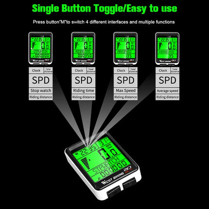 1537Compteur de vélo sans fil pour VTT et route, écran rétroéclairé étanche