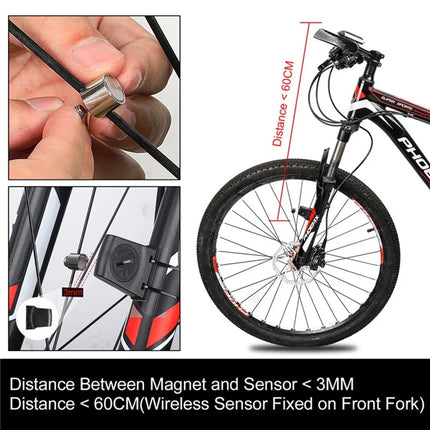 1762 Kabelloser Fahrradcomputer für Mountainbike und Straße, wasserdichtes beleuchtetes Display