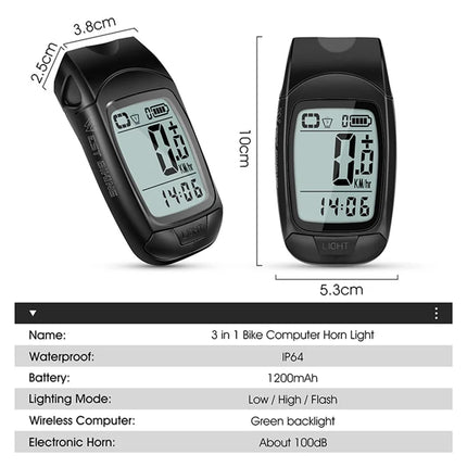 687 Computer da Bici 3in1 Faro Clacson Contachilometri