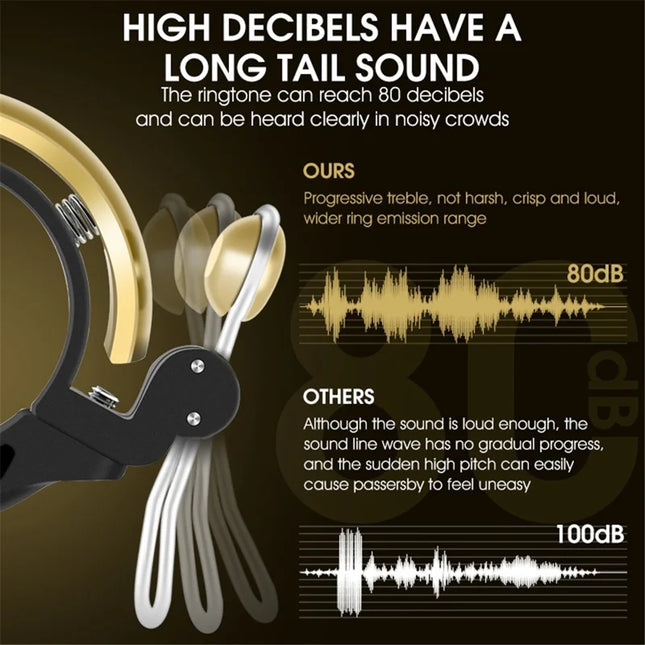 1567Mini timbre de bicicleta, carcasa de cobre - Negro