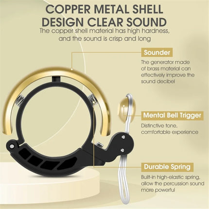 1567Mini campainha de bicicleta, caixa em cobre - Preto