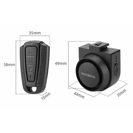 1835 Timbre de bicicleta antirrobo IPX5 impermeable con control remoto inalámbrico