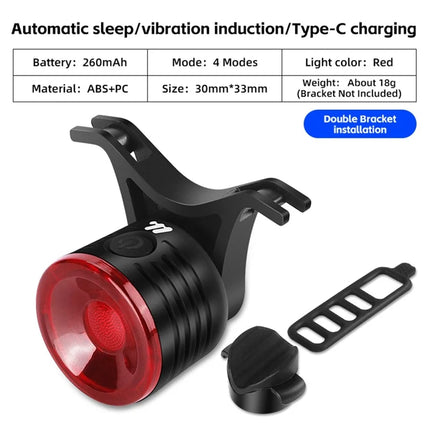 1474Luce Posteriore per Bicicletta 4 Modalità Rilevamento Intelligente Avviso