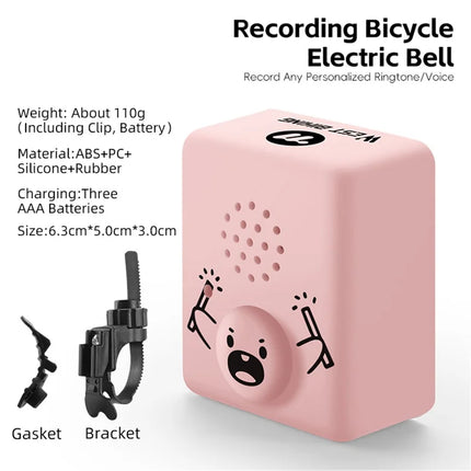 400Sonnette WEST BIKING 120dB rose, enregistrement audio, électronique VTT