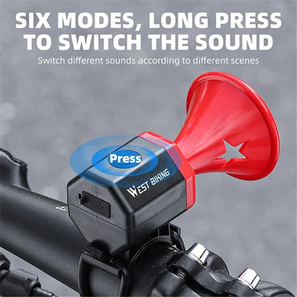 835Campanello per bicicletta con suono di avvertimento 90 dB ricaricabile via USB