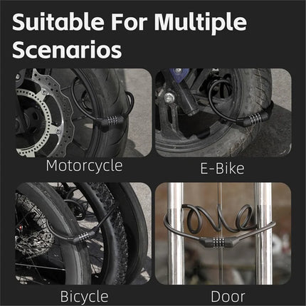 787Antivol de Vélo Câble Acier avec Serrure à Code 4 Chiffres