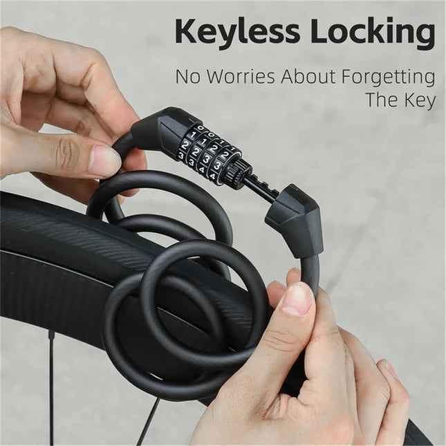 1208Antivol de Vélo  Câble Acier - Serrure à Code 4 Chiffres