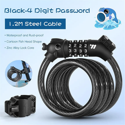 885C cable lock for bike with 4-digit combination for road bike mountain bike