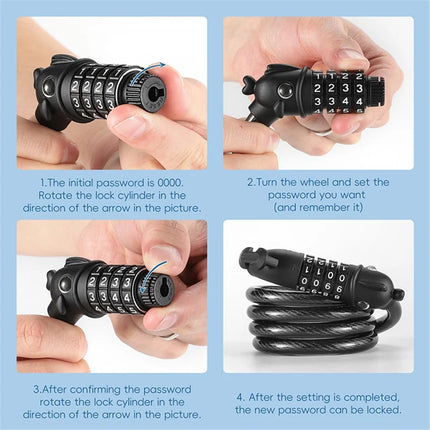 885C cable lock for bike with 4-digit combination for road bike mountain bike