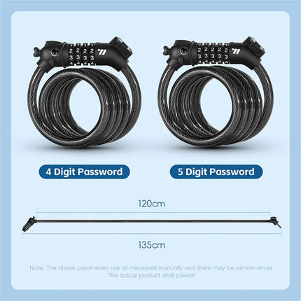 885C cable lock for bike with 4-digit combination for road bike mountain bike