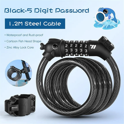 1292Câble antivol pour vélo avec combinaison à 4 chiffres pour vélo de route VTT