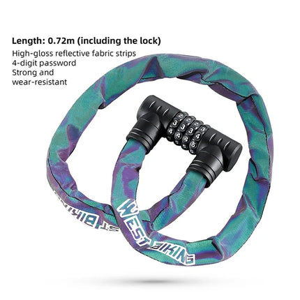 458 Reflective 4-digit Bike Lock Chain - Multicolor