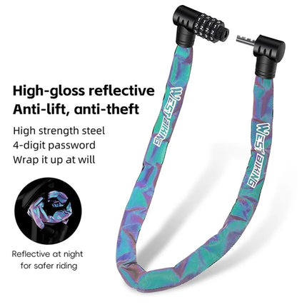 458 Reflective 4-digit Bike Lock Chain - Multicolor
