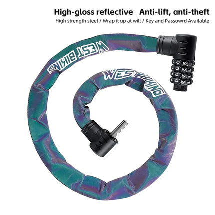 458 Reflective 4-digit Bike Lock Chain - Multicolor