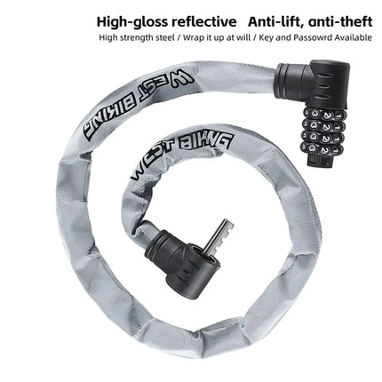 Cadenas de vélo réfléchissant chiffres portable anti-vol